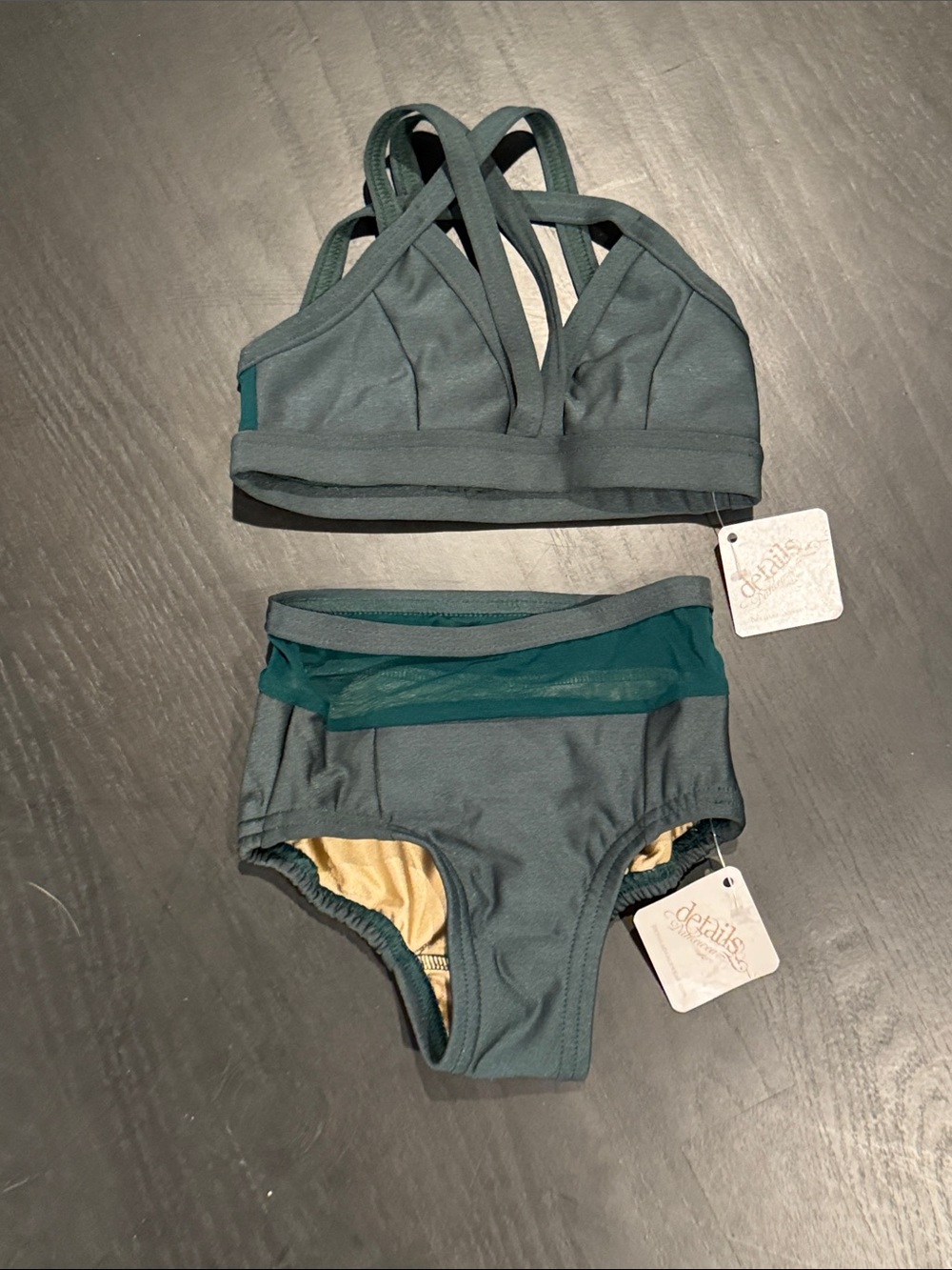 Petite Two-Piece Kids Dance Set in Teal by Details